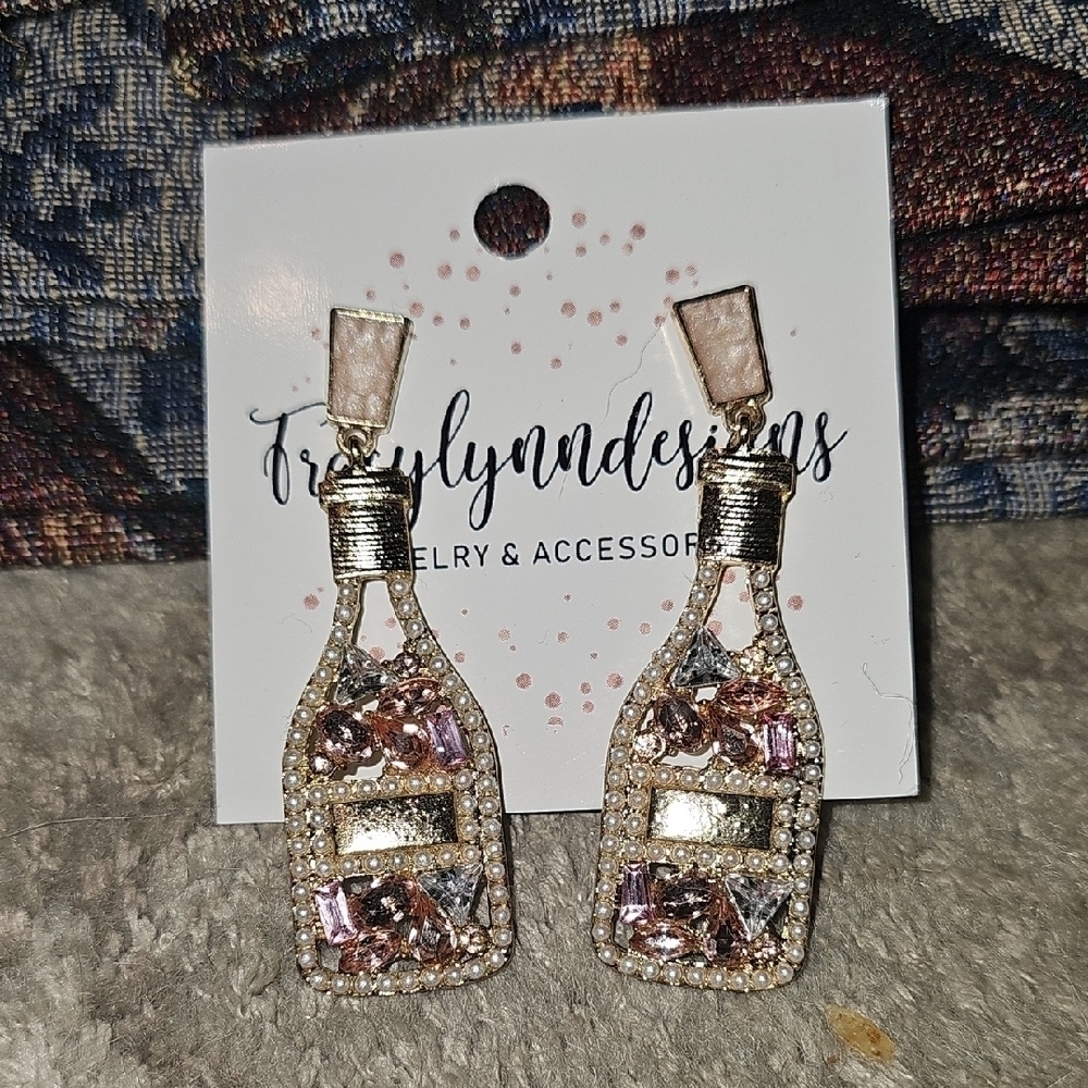 Trulynndesigns Champagne Bottle Earrings